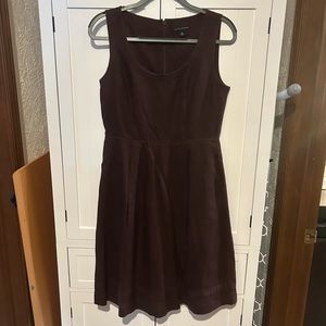 Burgundy linen a line dress from Banana Republic